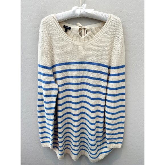 Talbots Sweaters - TALBOTS | Nautical Striped Cream Sweater with Back Bow & Contrast Panel | 1X